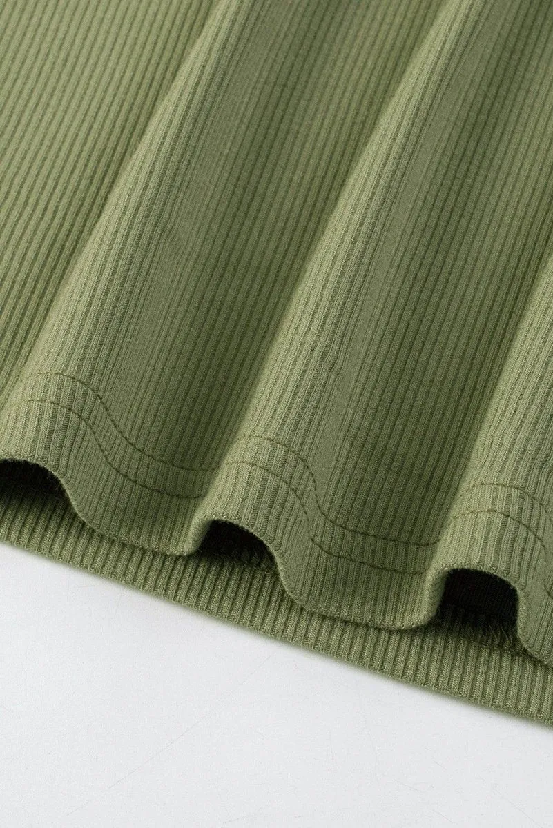 Crisscross Army Green Knit  Plus Size Shirt