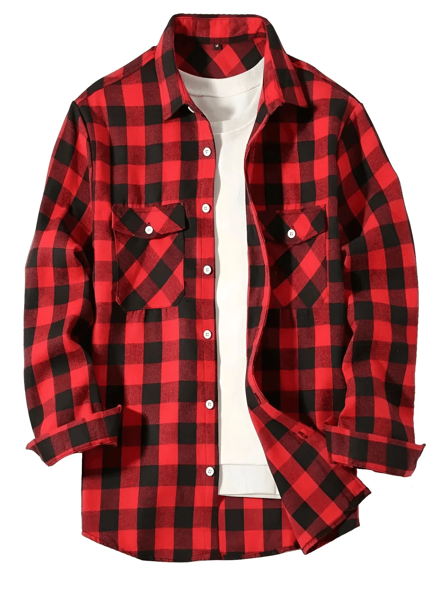 Men's Long Sleeve Plaid Checkered Shirt