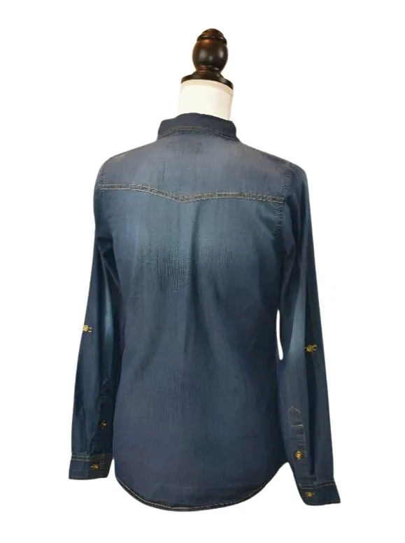 Presley Denim Double-Pocket Button-up Shirt