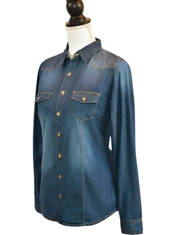 Presley Denim Double-Pocket Button-up Shirt