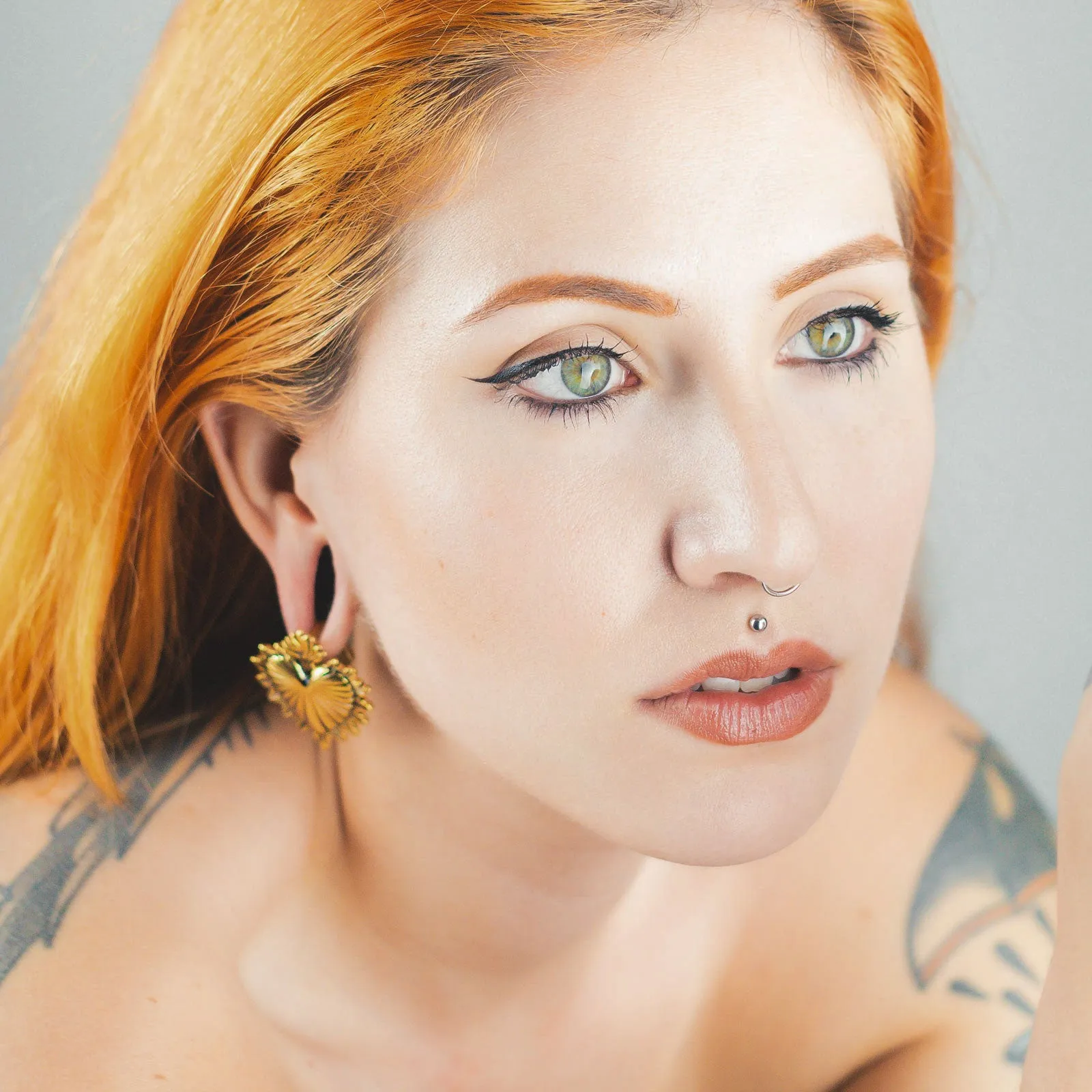 Punk Vintage Heart Gold PVD Ear Weight