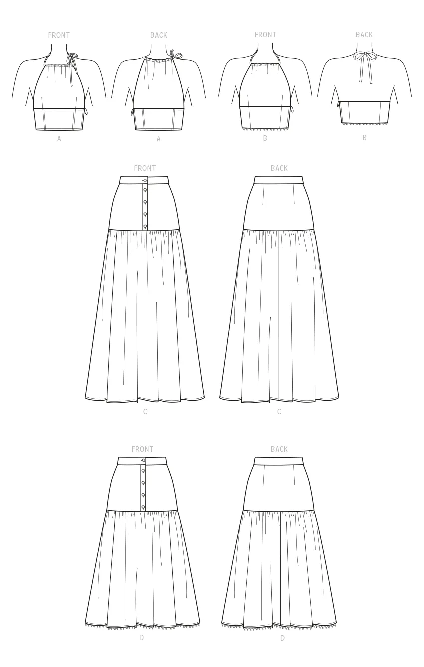 Simplicity Pattern SS9613 Misses' Top and Skirts
