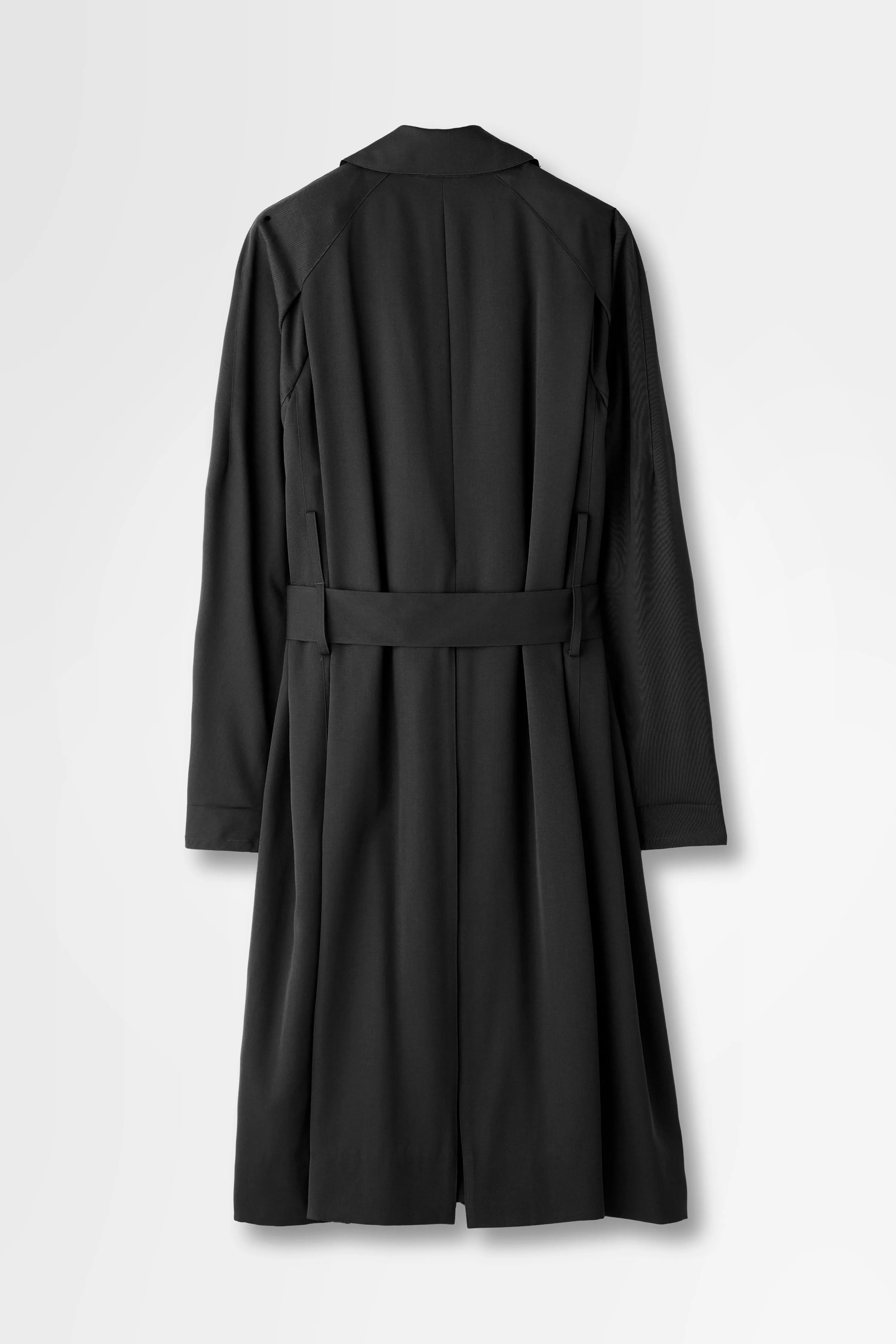 Wool Gabardine Trench Coat in Black