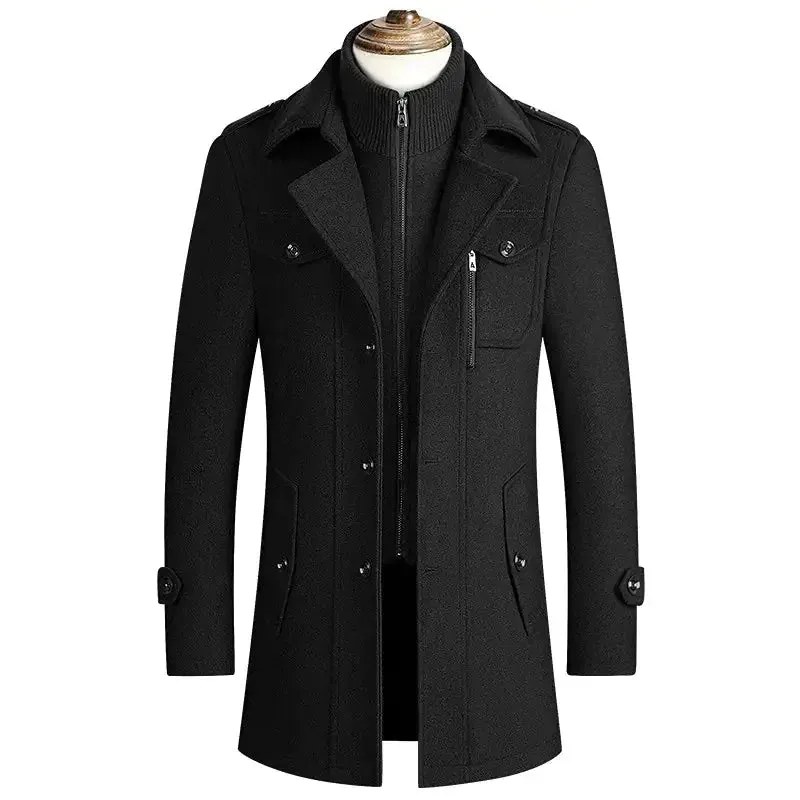 Wool Trench Coat with Removable Quilted Vest