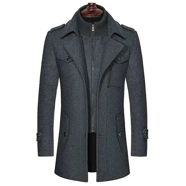 Wool Trench Coat with Removable Quilted Vest