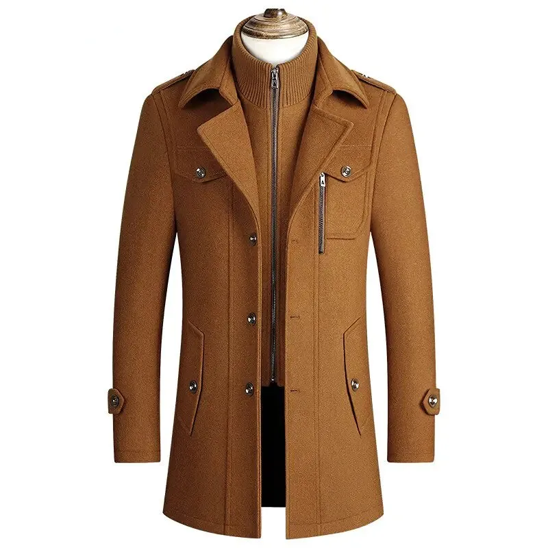 Wool Trench Coat with Removable Quilted Vest